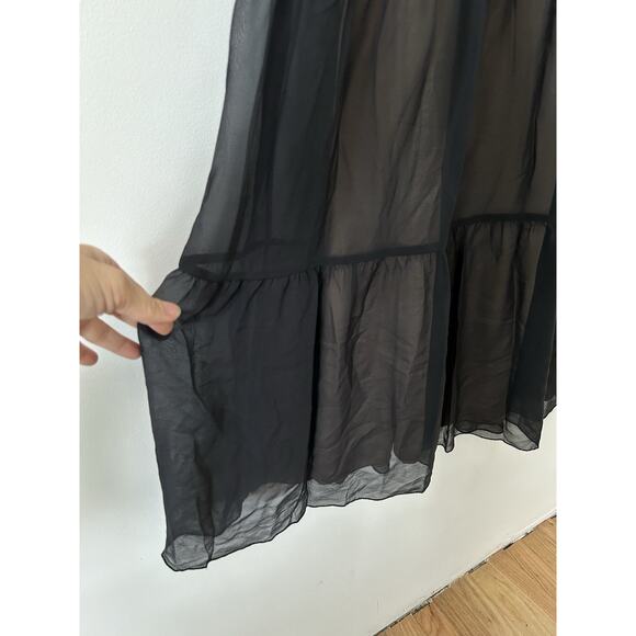 Y2K Babydoll Halter Dress Maxi Witchy Tiered Sequin BCBG Size 4 Black Whimsy - Picture 3 of 9